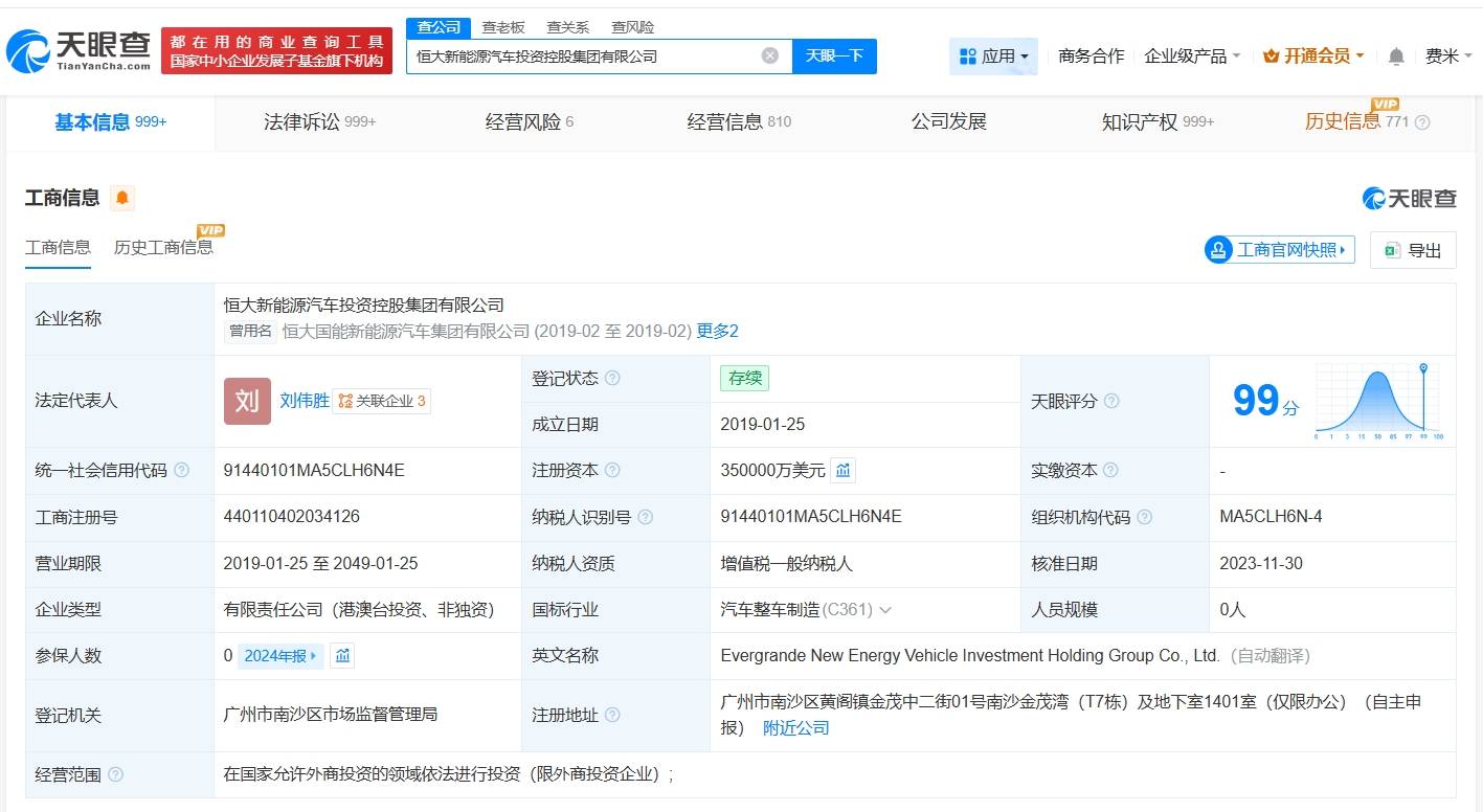 恒大汽車等被執行2億