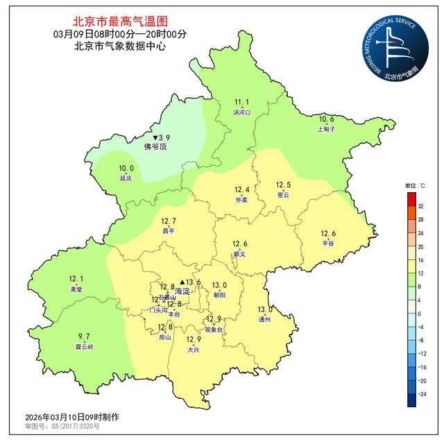 北京今天后半夜陣風可達5級左右，預計本週五陰有小雨