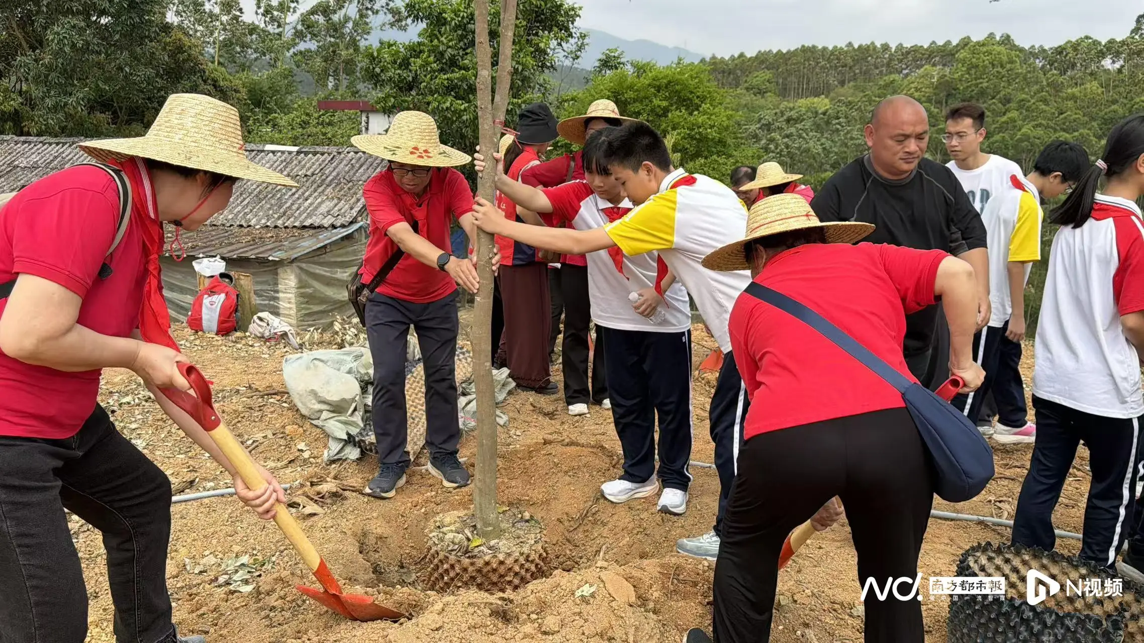 鶴山舉行“植樹+紅色教育”活動