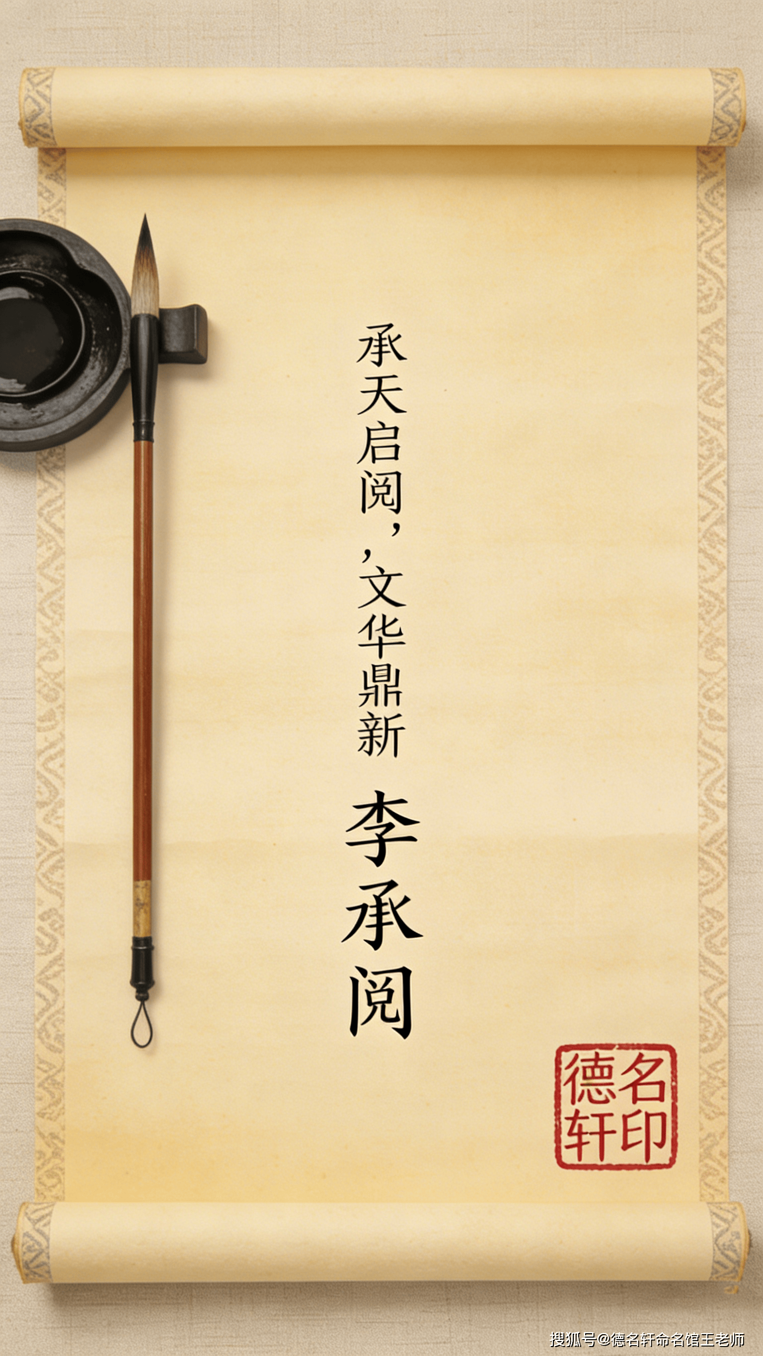 原創寶寶起名案例 李承閱：承天啟閱，文華鼎新