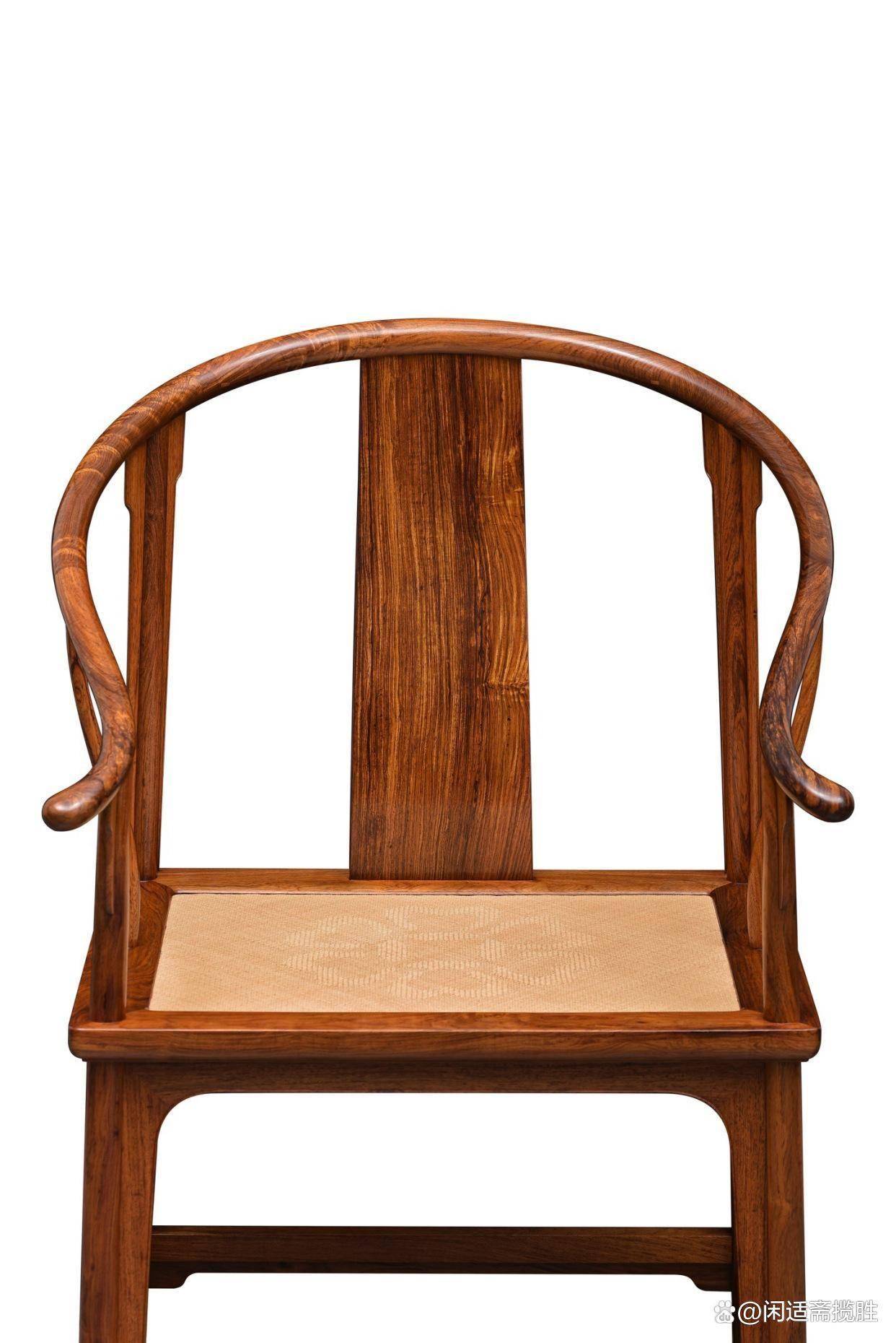 天圓地方，收藏級黃花梨，藤面圈椅